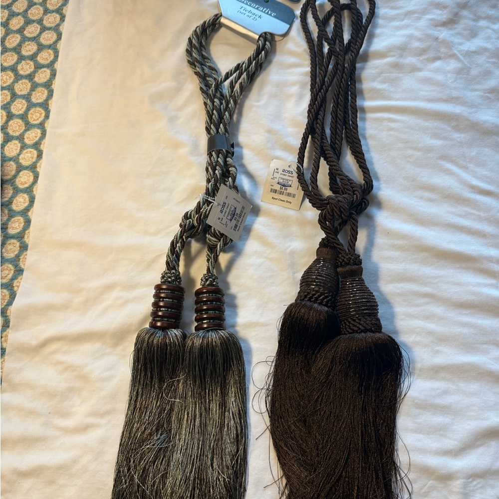 Bundle‎ of 2 Curtain Tiebacks Tassel Rope – Brown & Blue – New